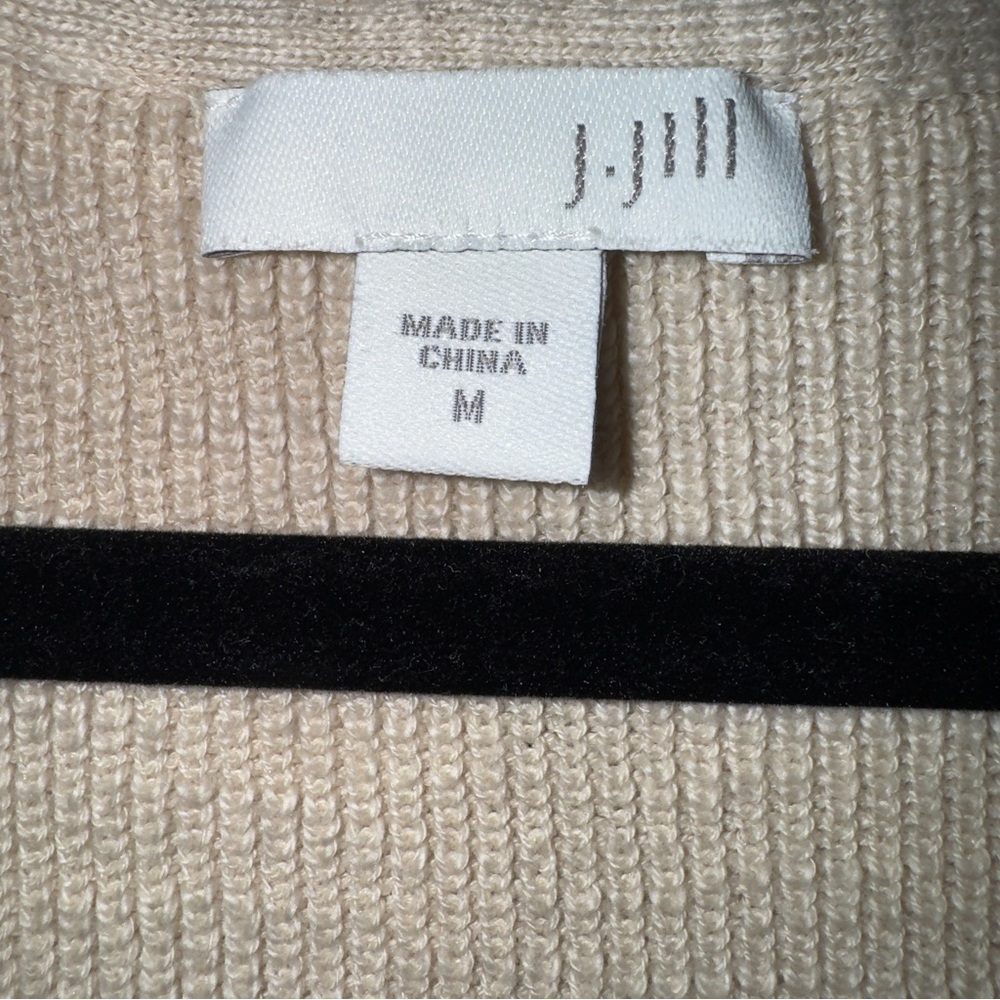 J. J. Jill Beige Cotton Blend V-Neck Sweater Dress Women’s Medium - Picture 2 of 11